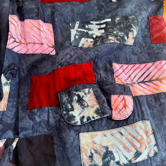 Vintage Patchwork Batik Quilted Duster Kimono Overcoat - OS Simple People Batik - Picture 7 of 10